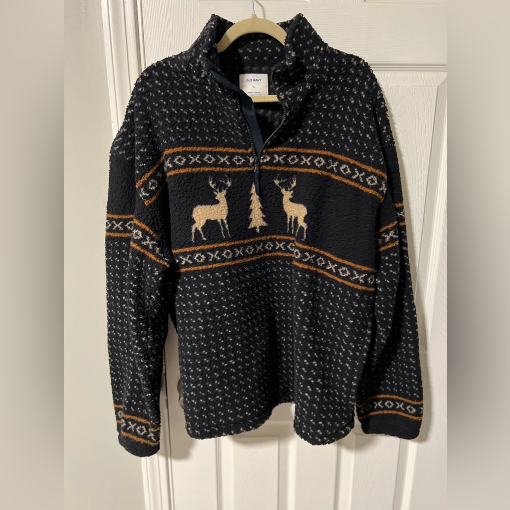 XL MENS OLD NAVY THICK PLUSH WINTER FLEECE QUARTER ZIP